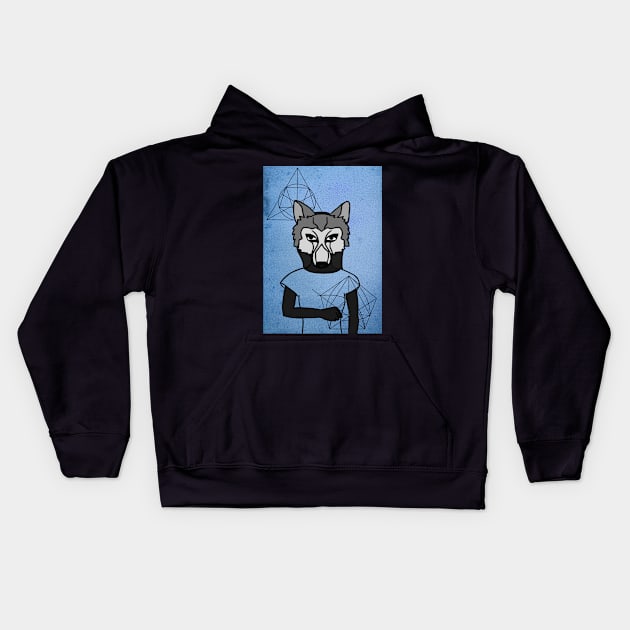 Walter: Captivating FemaleMasked NFT with Animal Eyes, Dark Skin, and a Subtle Gray Item Kids Hoodie by Hashed Art
